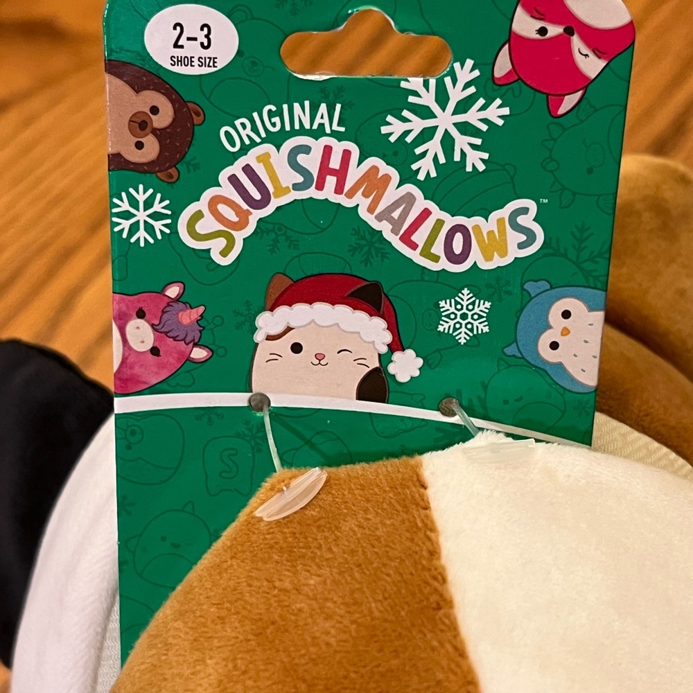Squishmallows Slippers Festive Cat Plush with Brown and White - Picture 2 of 3